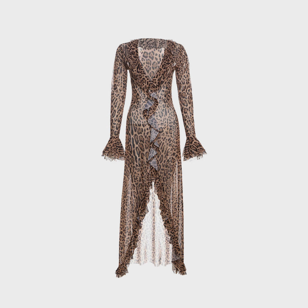 Damen Maxi-Kleid im Animal-Print mit lässigem V-Ausschnitt von WOLFF