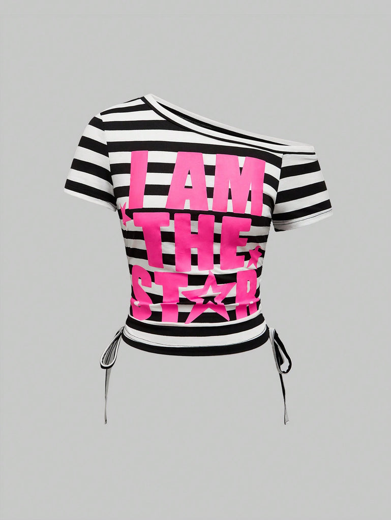 Damen Crop-Top mit asymmetrischem Design und auffälligem Statement-Print WOLFF