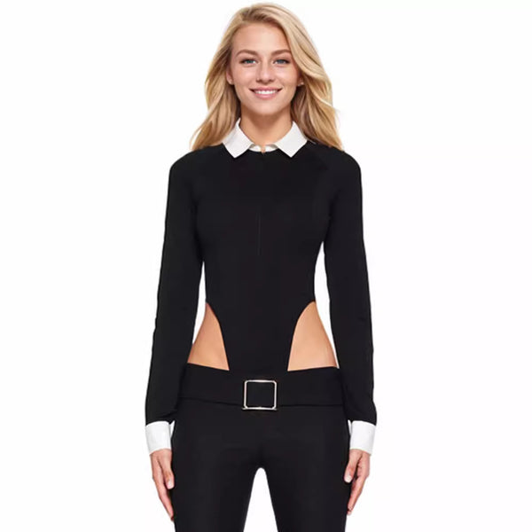 Damen Bodysuit mit klassischem Kragen und seitlichen Cut-Outs WOLFF
