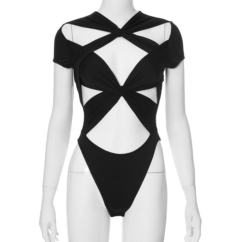 Damen bodenständiges Crop-Top mit kreativem Wickeldesign und figurschmeichelnden Cut-Outs WOLFF