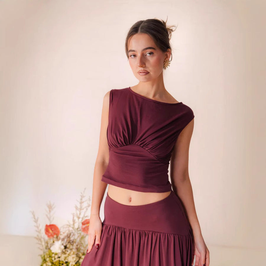 Damen elegantes Crop-Top und Wickelrock-Set WOLFF