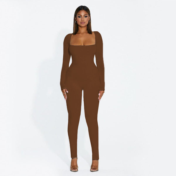 Damen Elegant geschnittener Langarm-Jumpsuit mit quadratischem Ausschnitt WOLFF