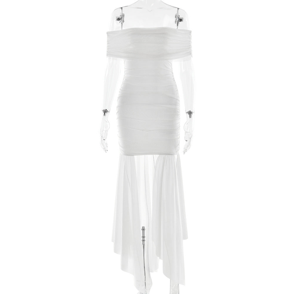 Damen Off-Shoulder Kleid mit asymmetrischem Rock WOLFF