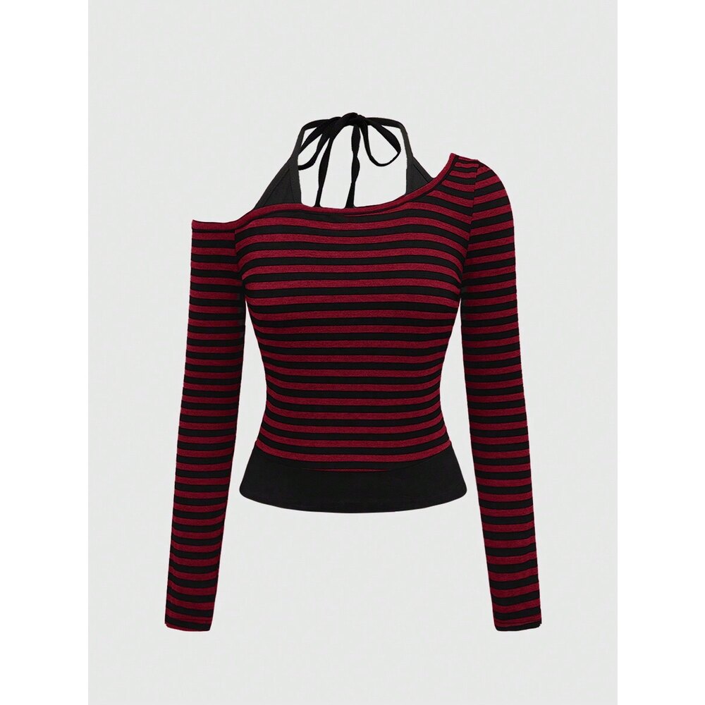 Damen Off-Shoulder Langarmshirt mit Streifenmuster WOLFF
