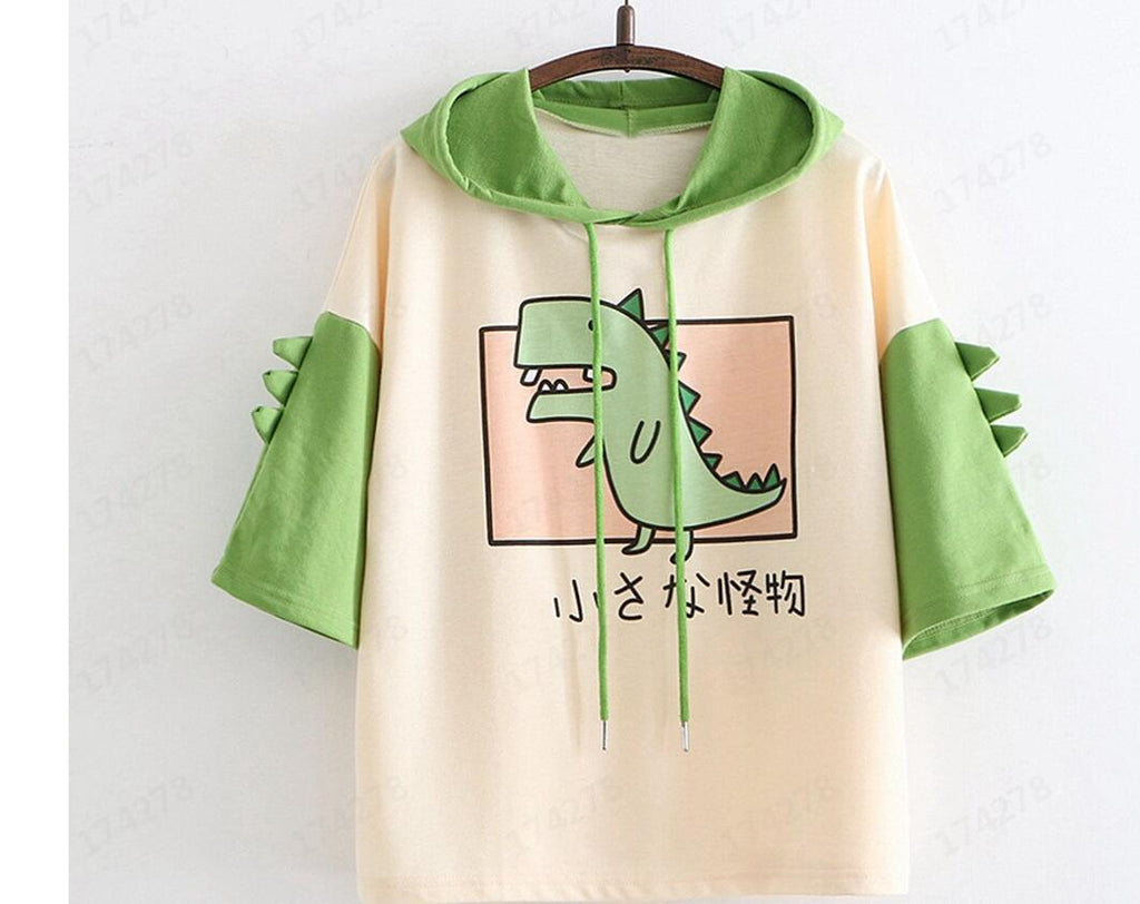 Damen lässiges T-Shirt mit Dino-Motiv und dekorativen 3D-Details WOLFF
