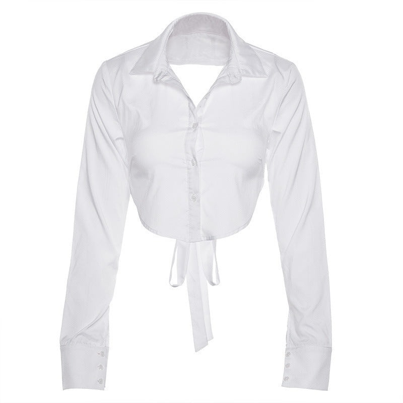 Damen Blusenoberteil mit elegantem Cropped-Schnitt und stilvollem Krawatten-Detail WOLFF