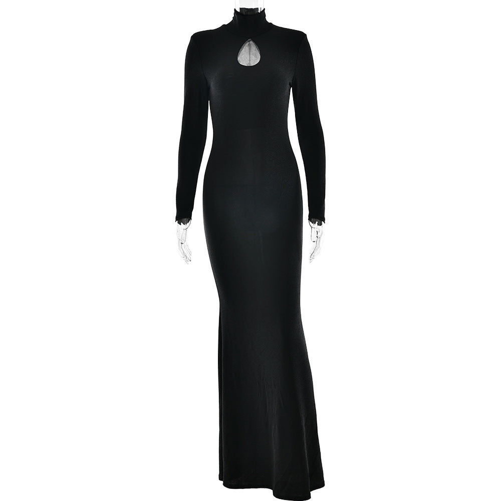 Damen elegantes Maxikleid mit schickem Schlüssel-Ausschnitt und langen Ärmeln WOLFF