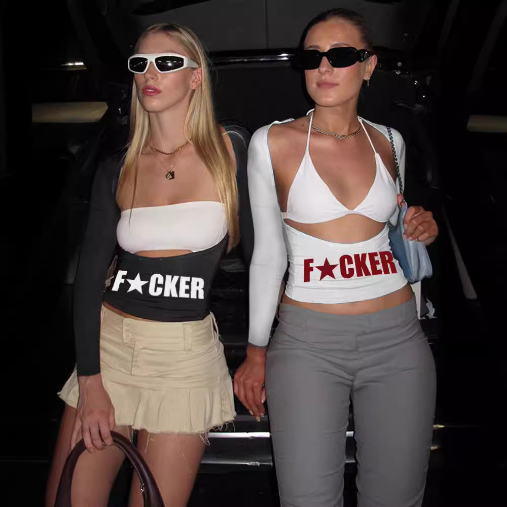 Damen figurbetontes Langarmshirt mit kreativem Schriftzug WOLFF