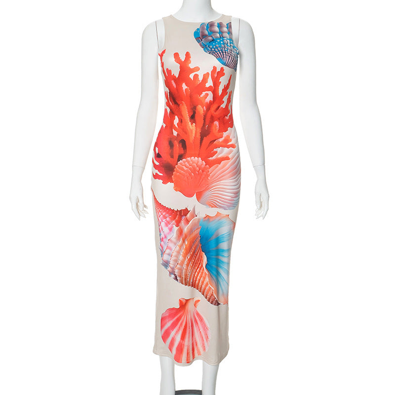 Damen Maxikleid mit tropischem Muschel-Design WOLFF