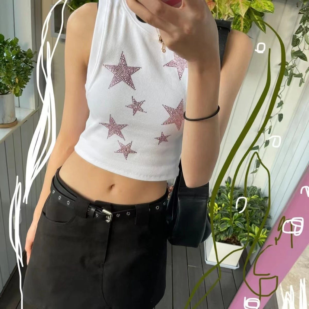 Damen Crop-Top mit funkelndem Sterne-Design WOLFF