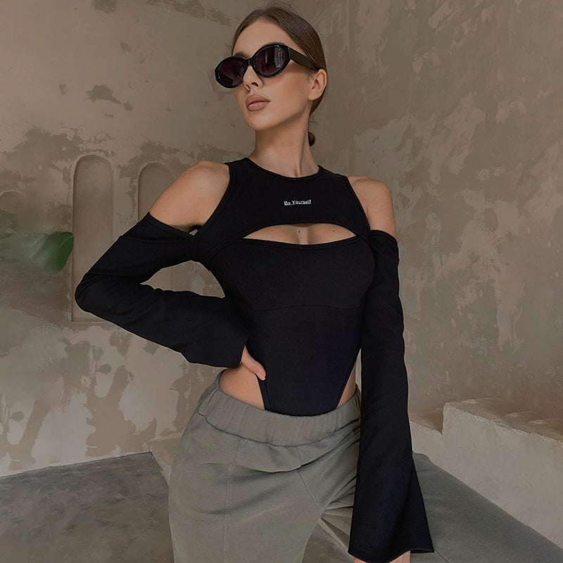 Damen figurbetonter Langarm-Bodysuit mit innovativem Cut-Out-Design WOLFF