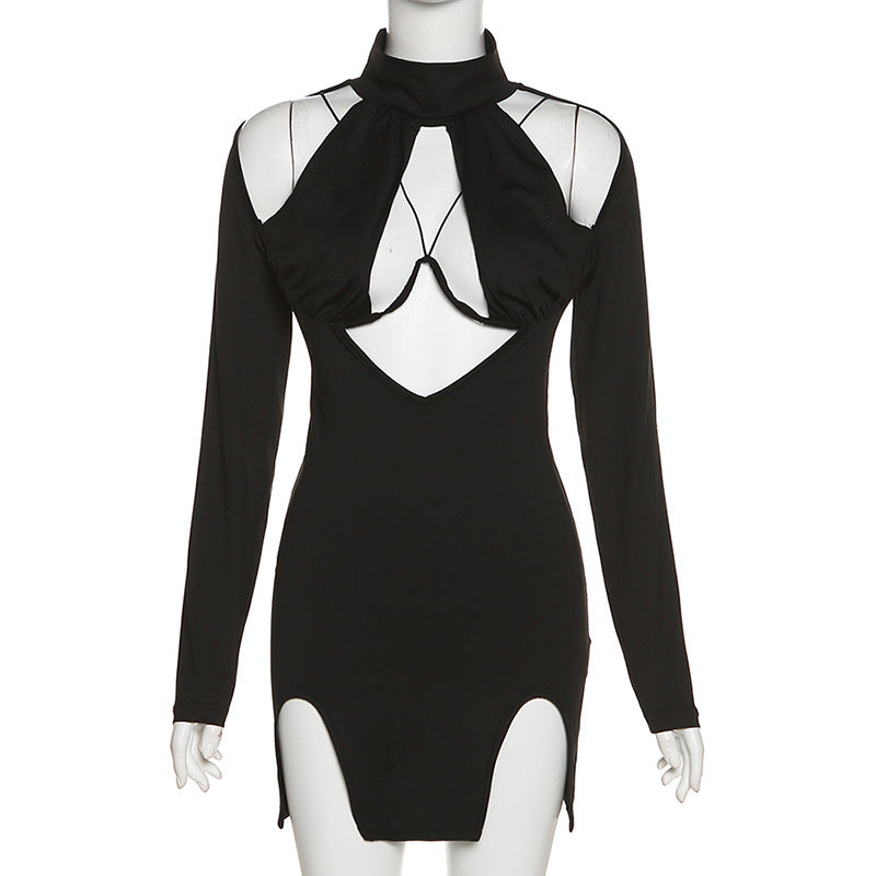 Damen elegantes Bodycon-Kleid mit innovativem Cut-Out-Design und hohem Kragen WOLFF