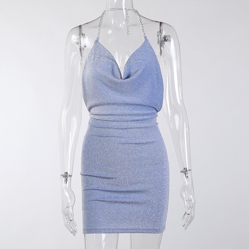 Damen Mini-Kleid mit verführerischem Wickelausschnitt und funkelndem Stoff WOLFF