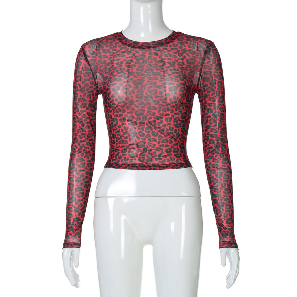 Damen Langärmliges Crop-Top mit einzigartigem Leopardenmuster WOLFF