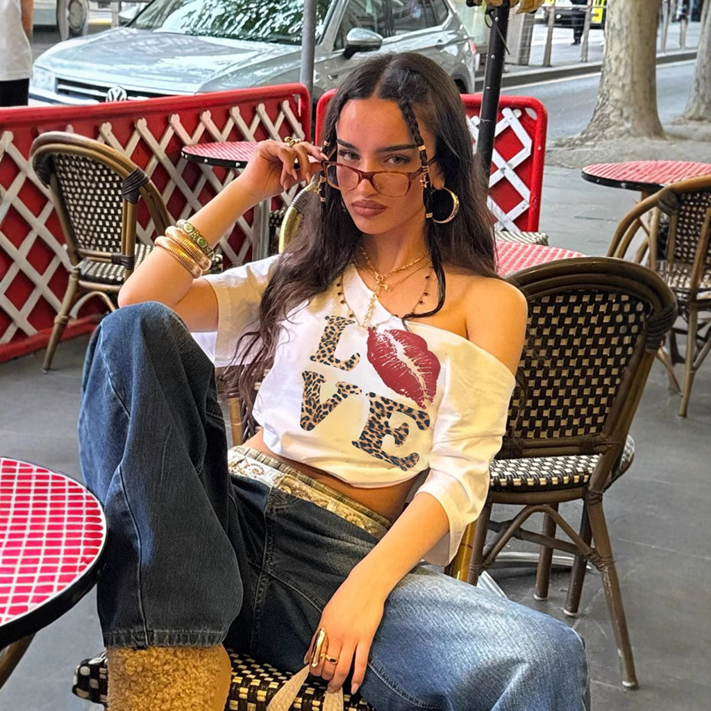 Damen T-Shirt mit kreativem Leoparden-Print und auffälligem Lippenmotiv WOLFF
