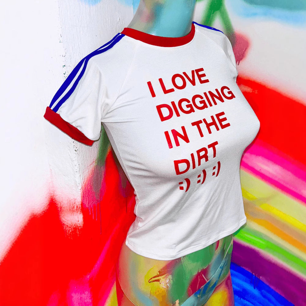 Damen lässiges T-Shirt mit kreativer Schriftzug-Design WOLFF