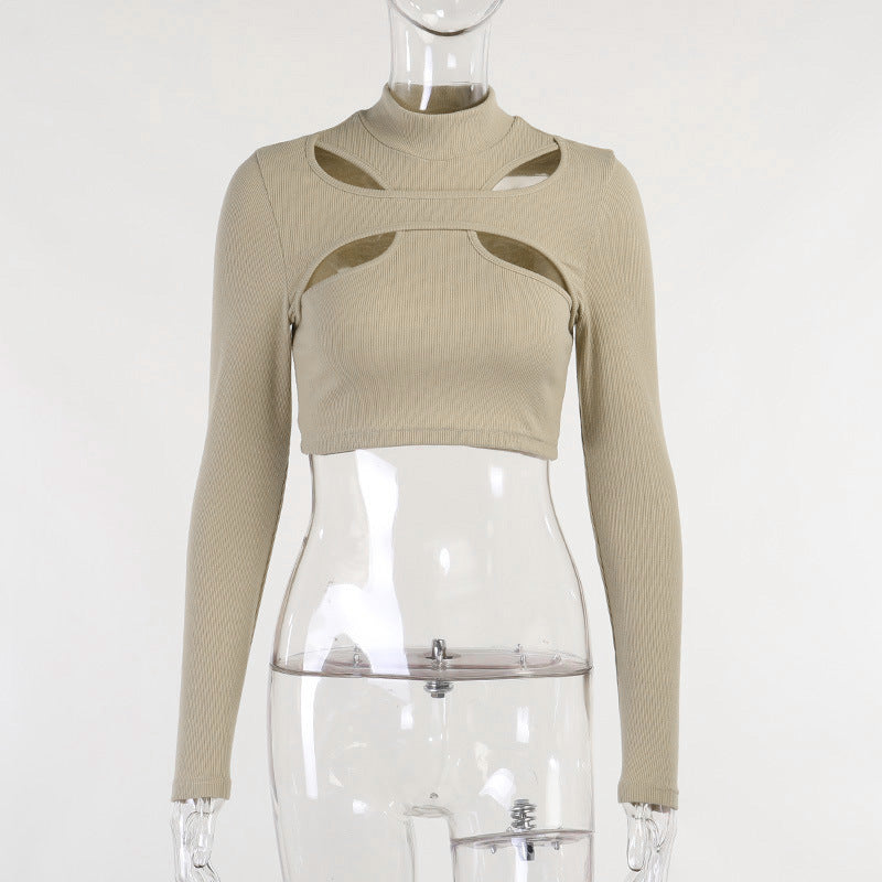 Damen Crop-Top mit einzigartigen Cut-Out-Details und hochgeschlossenem Kragen WOLFF