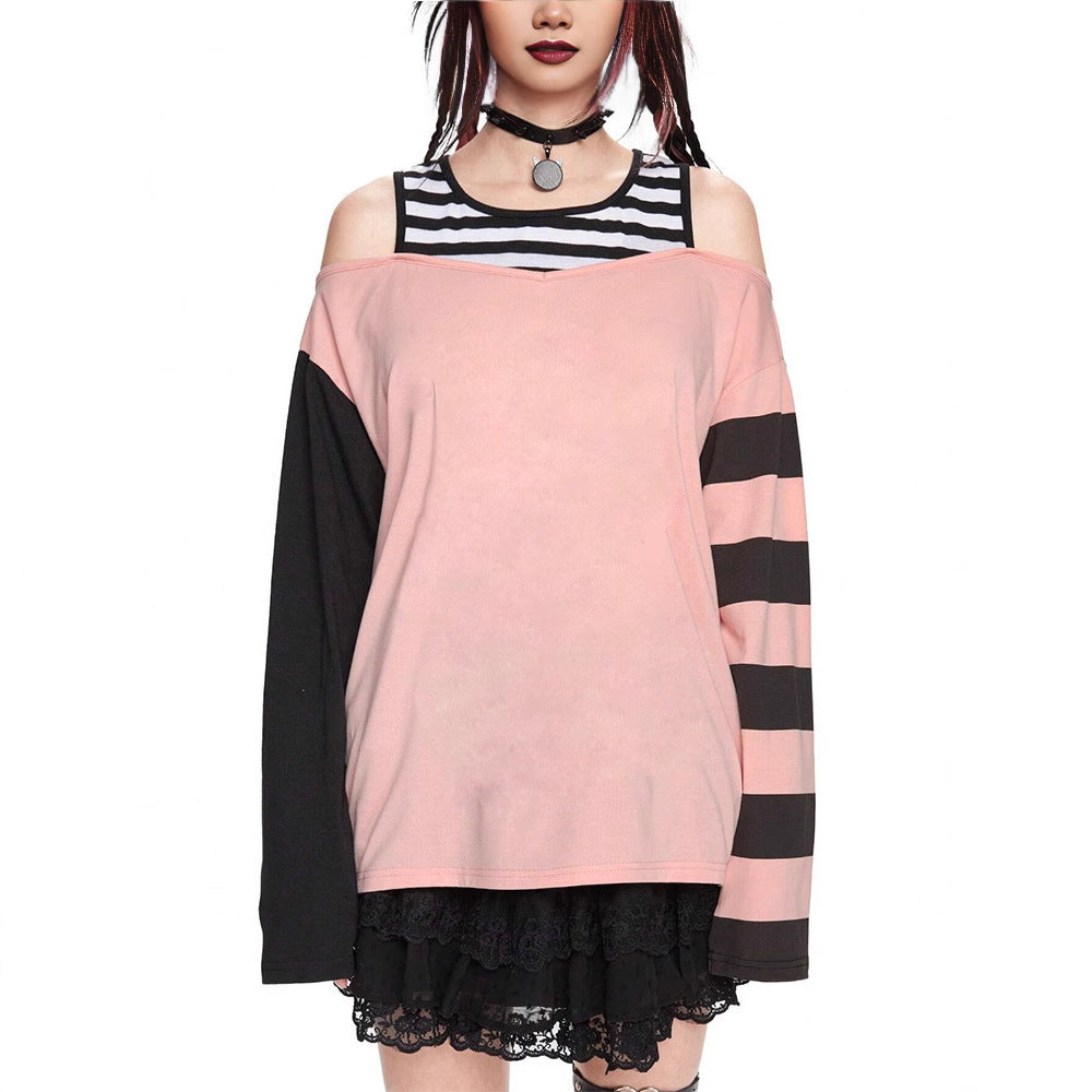 Damen Trendy Off-Shoulder Oberteil mit Streifenmuster und asymmetrischem Design WOLFF