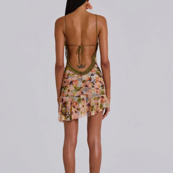 Damen florales Minikleid mit raffiniertem Rüschen-Design WOLFF