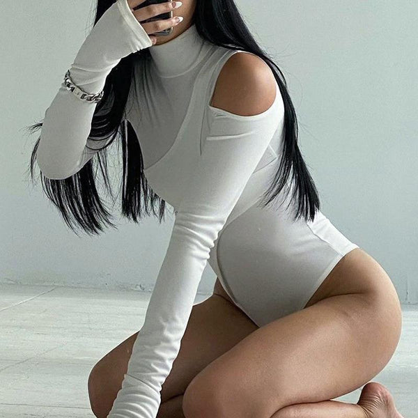 Damen Langarm-Bodysuit mit asymmetrischem Design WOLFF