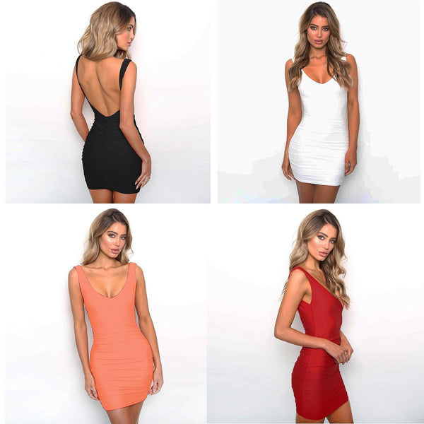 Damen figurbetontes Minikleid mit tiefem V-Ausschnitt und raffinierten Raffungselementen WOLFF