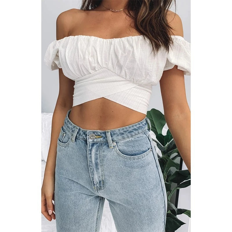 Damen Off-Shoulder Crop-Top mit raffinierten Falten WOLFF