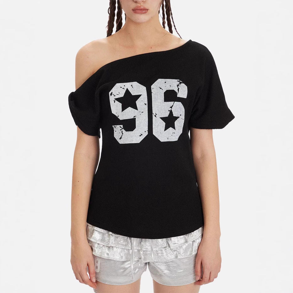 Damen lässiges Oversized T-Shirt mit Rundhalsausschnitt und kreativem Druck WOLFF