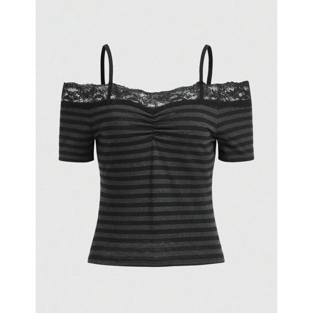 Damen Oberteil mit lässigem Off-Shoulder-Design und Spitzenakzenten WOLFF