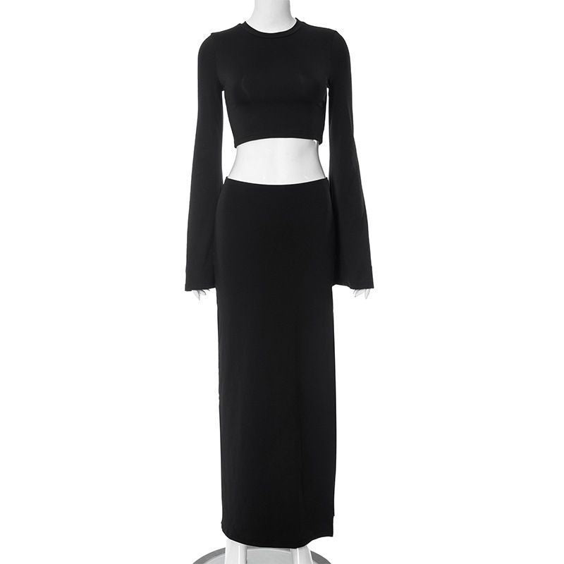 Damen Set aus cropped Oberteil und langem Rock WOLFF