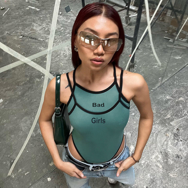 Damen Body mit kreativem Schriftzug und raffiniertem Trägerdesign WOLFF