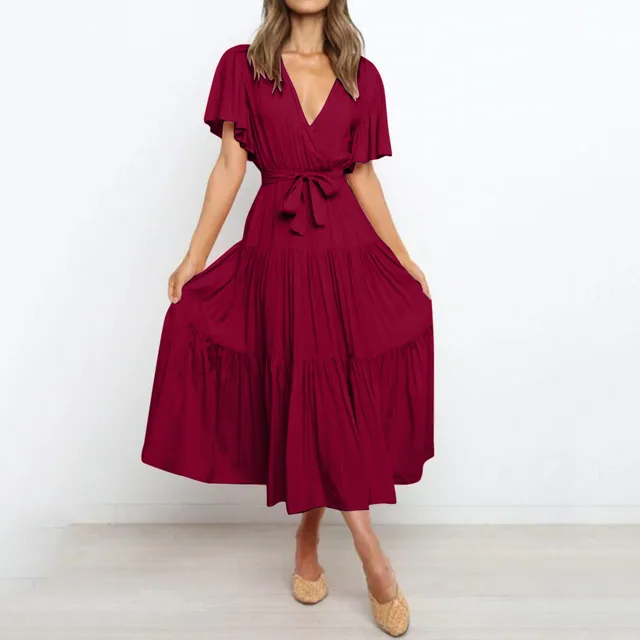 Klara™ - Maxikleid mit tiefem V-Ausschnitt