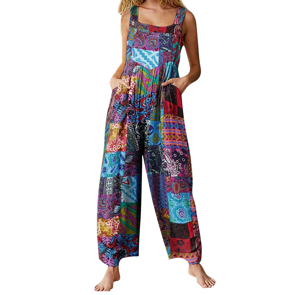 WOLFF-Stil Damen Jumpsuits | Sommerliche Overalls mit Multicolor-Muster