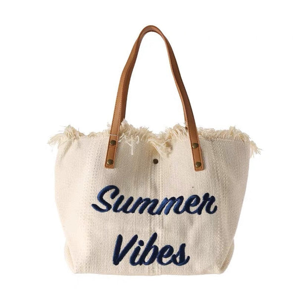 WOLFF Sommer Vibes Strandtasche | Bunte Strandtasche mit sommerlichem Aufdruck