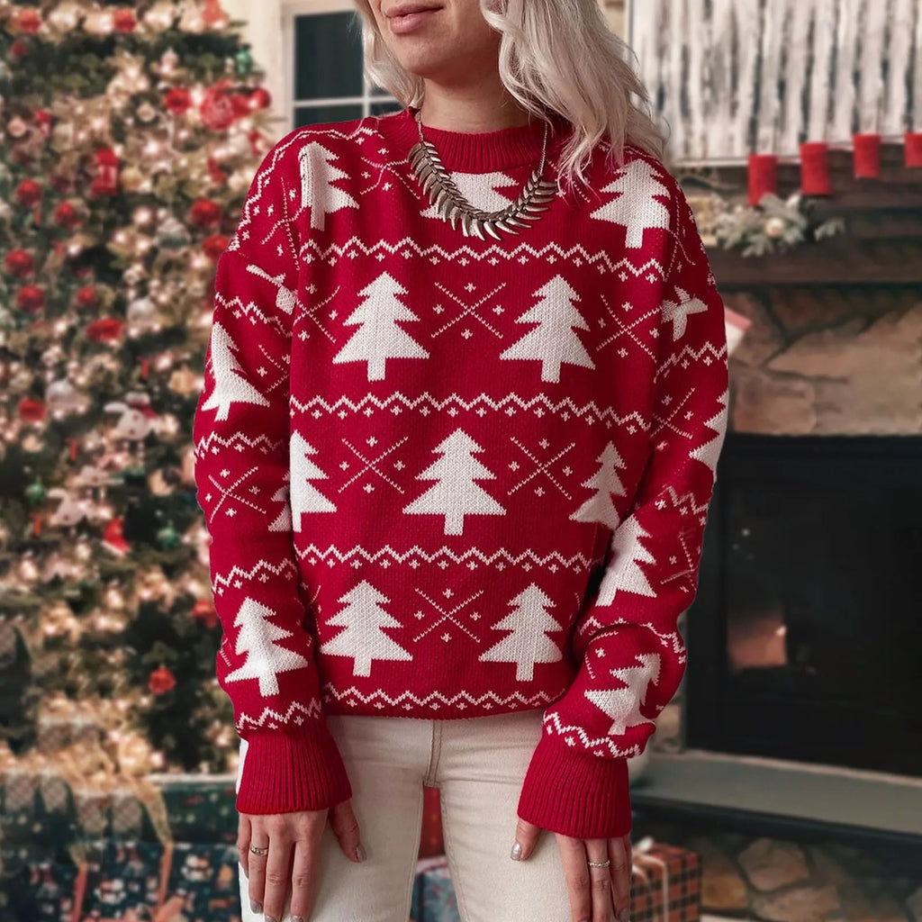 WOLFF - Hässlicher Weihnachtspulli - Weihnachtlicher Tannenbaum Pullover