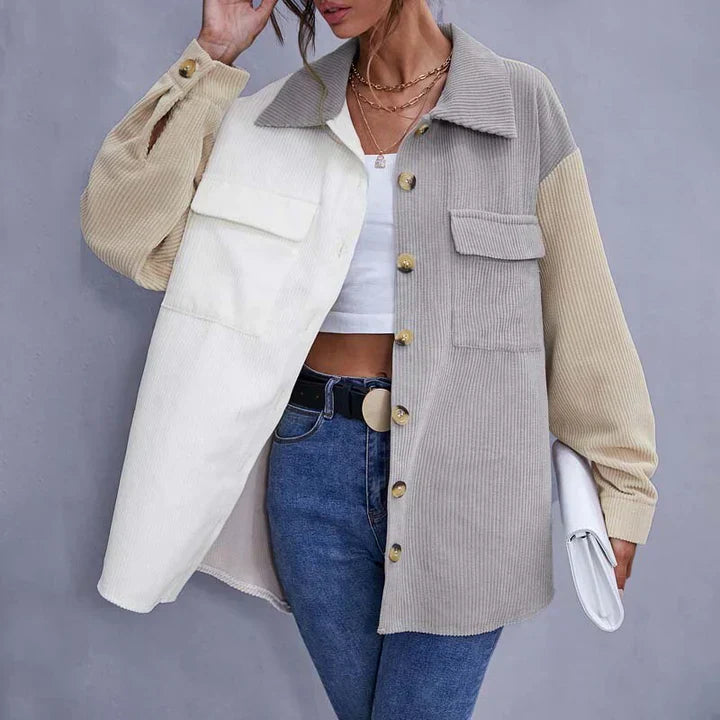 Button-Down-Cordjacke für Damen