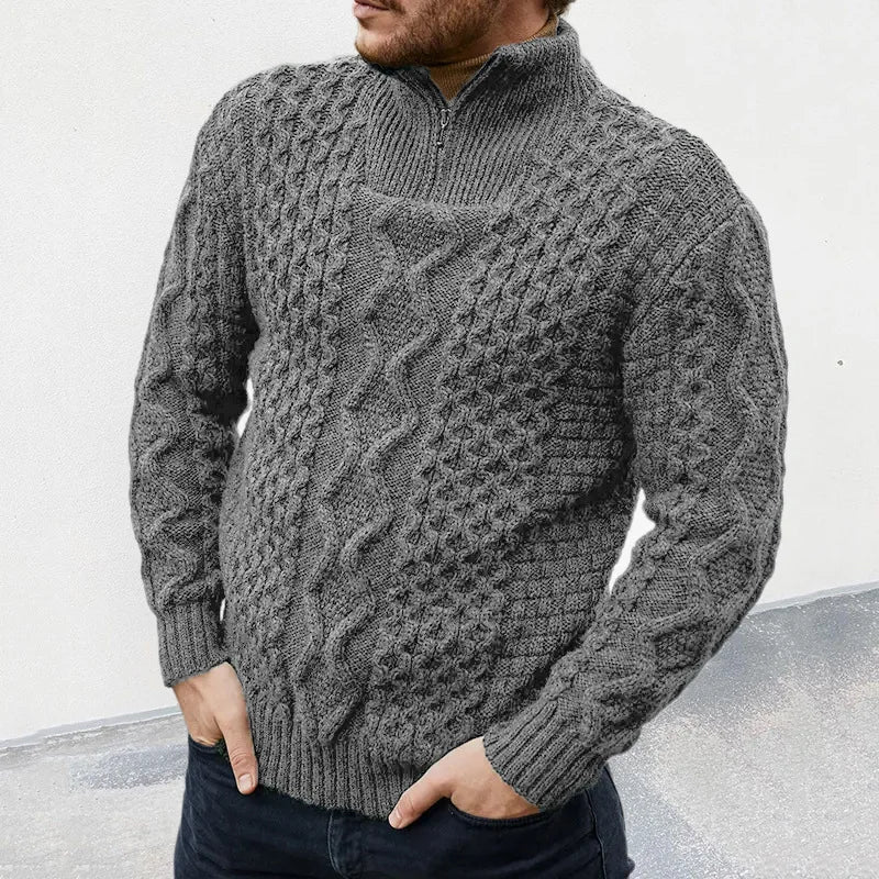 WOLFF – Strickpullover mit halbem Reißverschluss