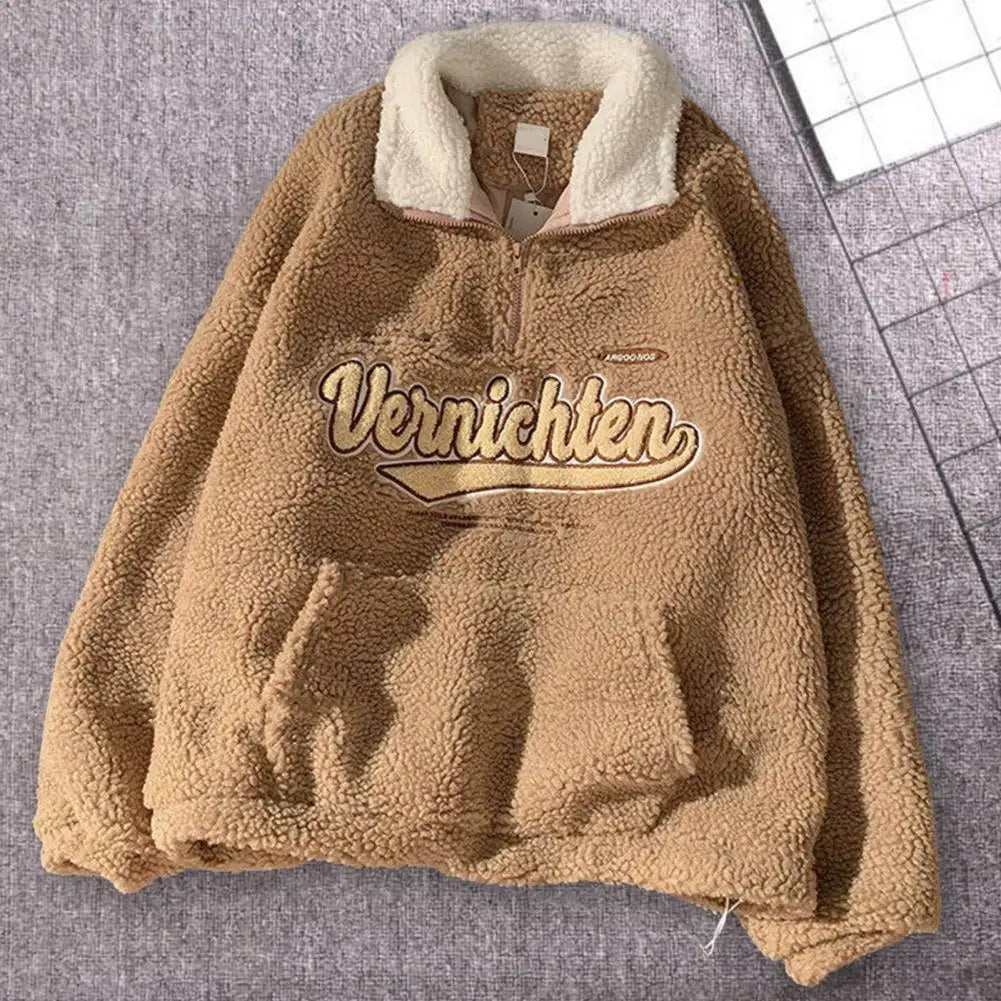 Wolff | Gemütlicher Fleece-Pullover mit Gesticktem Schriftzug