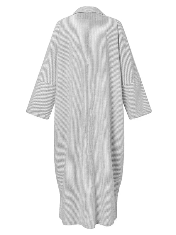 Wolff Gestreiftes Kleid | Lässiges oversized Maxi-Kleid mit langen Ärmeln für Damen