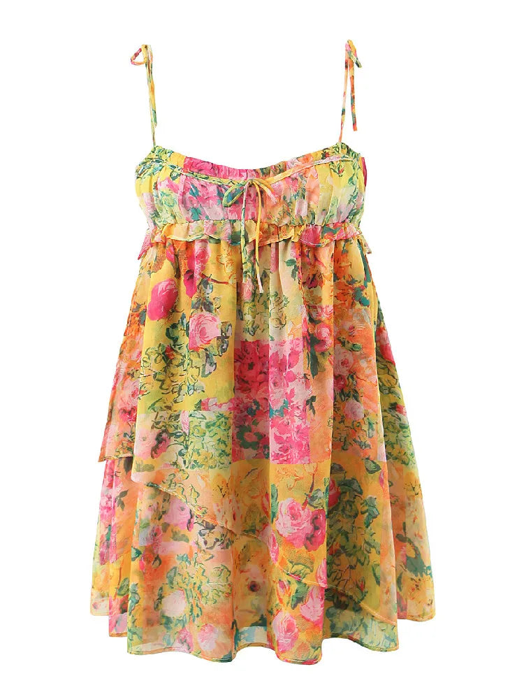 Wolff Flower Kleid | Stilvolles, rückenfreies Boho-Minikleid für den Sommer