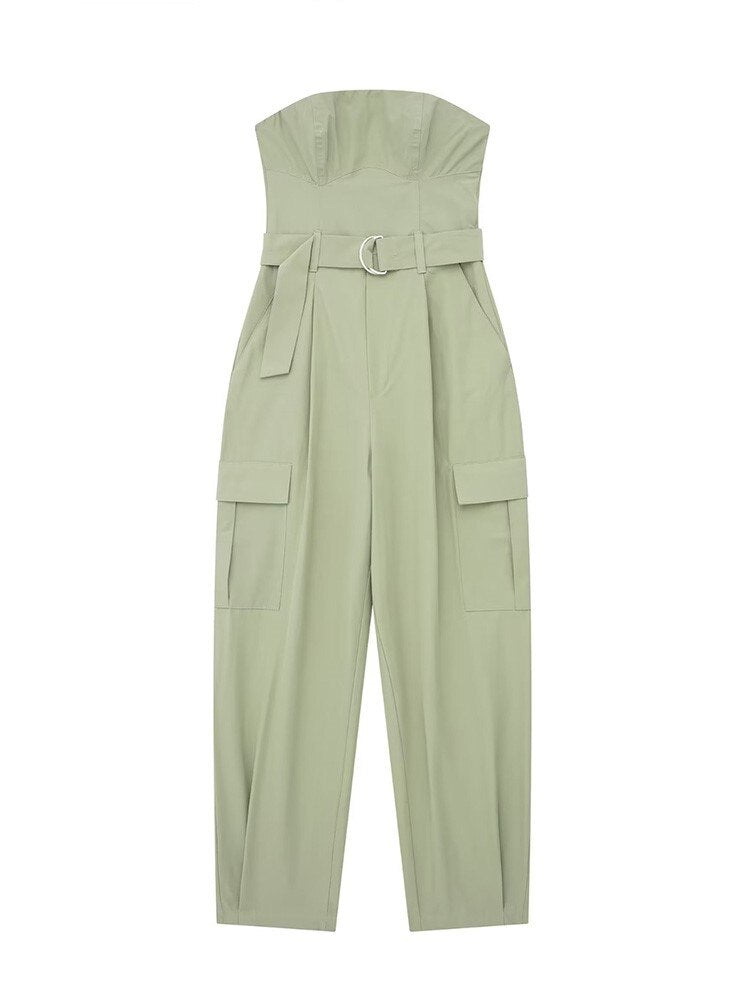 Wolff - Grünens trägerloses Cargo-Jumpsuit