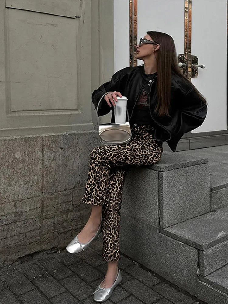 Wolff Leopard-Print-Jeans | Stylische schmale Streetwear Damenhose im Pencil-Stil