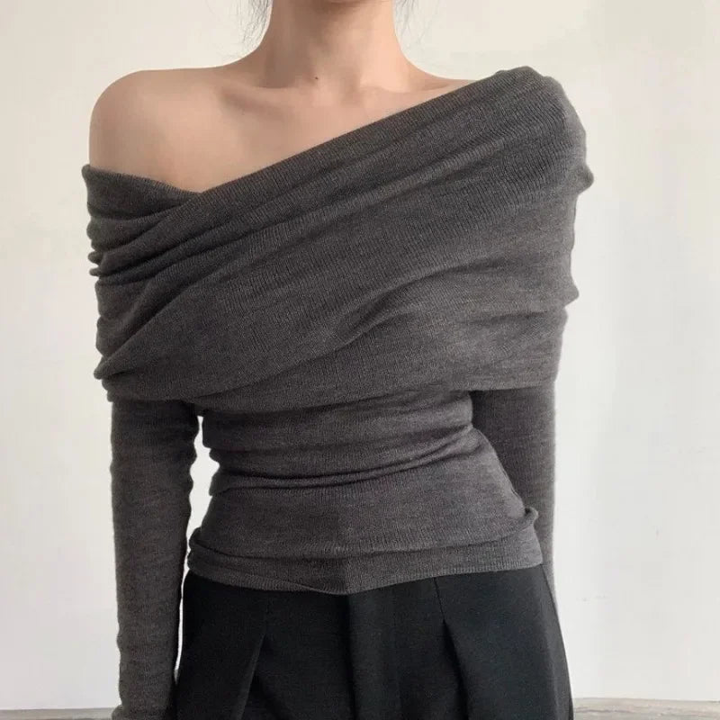 Eleganter Off-Shoulder Strickpullover