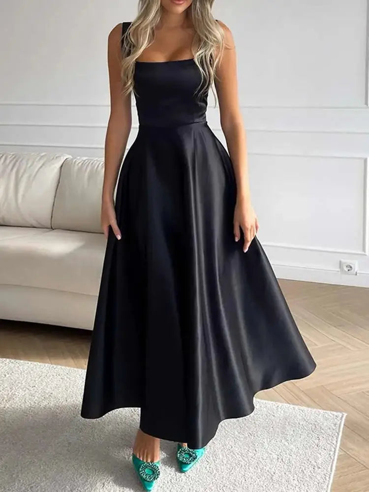 Wolff Elegantes Kleid | Modernes ärmelloses Maxikleid mit hoher Taille für Frauen