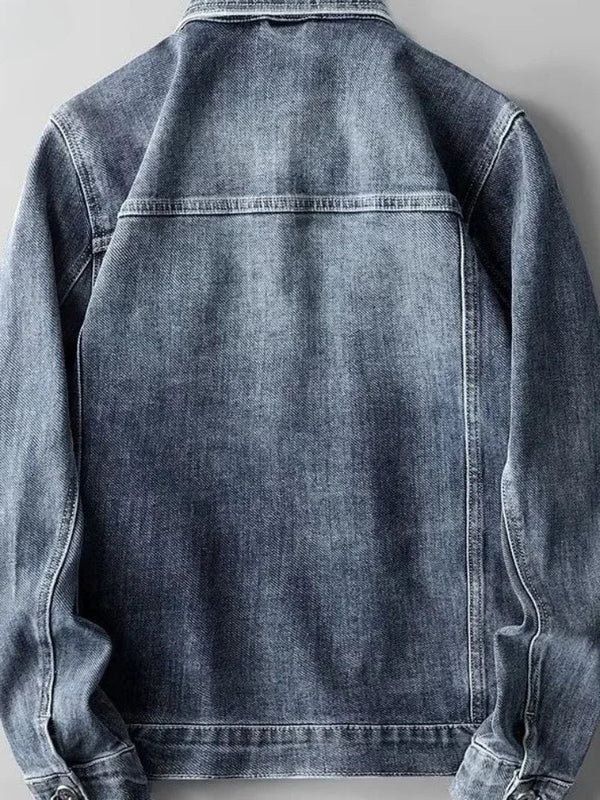 Denim-Jeansjacke mit Knopfleiste