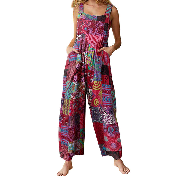 WOLFF-Stil Damen Jumpsuits | Sommerliche Overalls mit Multicolor-Muster