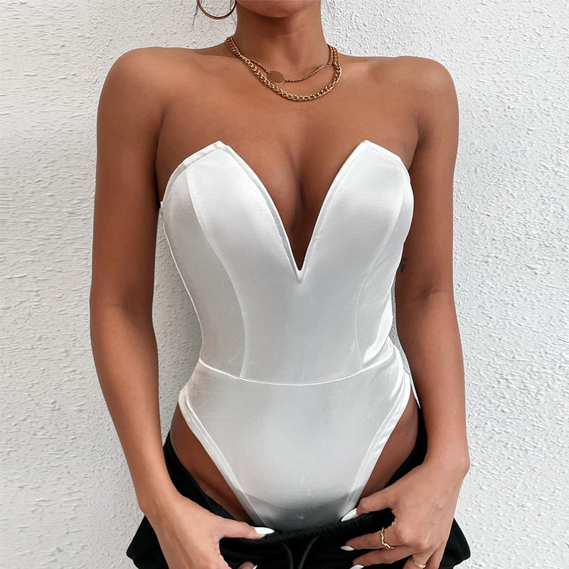 WOLFF - Trägerloser Satin-Bodysuit