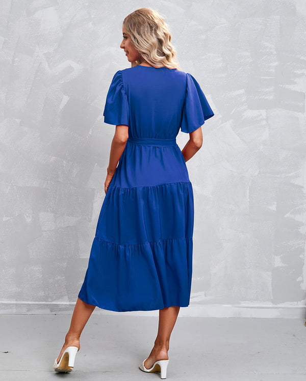 Wolff - Blaues Midikleid mit Rüschen