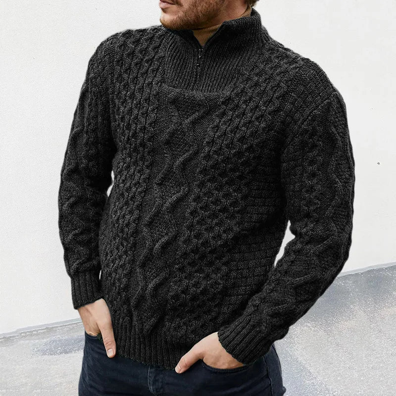 WOLFF – Strickpullover mit halbem Reißverschluss