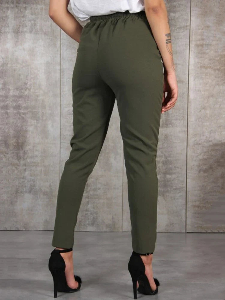 Wolff High Taille Hose | Elegante, stilvolle, schmal geschnittene Damenhose mit Gürtel