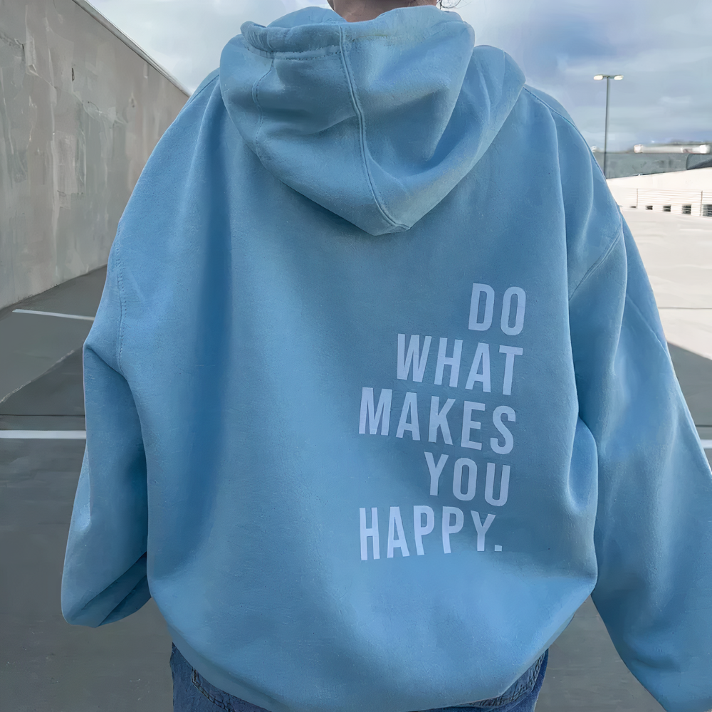 Hoodie mit Happy-Statement